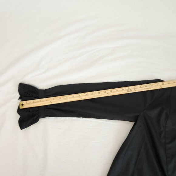 J. Crew  Black Shirt Top 100% Cotton V-neck Long Sleeve with Ruffles Size XS. - Picture 15 of 15